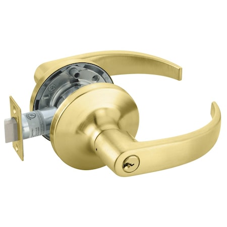 Yale Grade 1 Storeroom/Closet Cylindrical Lock, Pacific Beach Lever, Conventional Cylinder, Satin Brass F PB5405LN 606